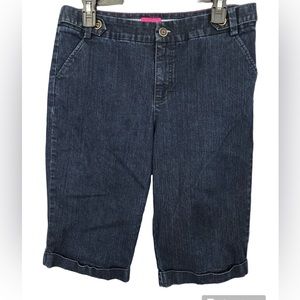 Vintage Pappagallo blue cuffed long shorts Size 12P Bermuda shorts Sale